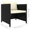 Patio Sofa with Cushions Black Poly Rattan