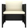 Patio Sofa with Cushions Black Poly Rattan