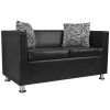 Sofa Set Armchair and 2-Seater Black Faux Leather