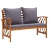 2 Piece Patio Lounge Set with Cushions Solid Acacia Wood