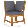 Sectional Corner Sofa with Dark Gray Cushion Solid Acacia Wood