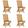 Patio Chairs with Cream White Cushions 4 pcs Solid Teak Wood