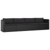 4 Piece Patio Sofa Set with Cushions Poly Rattan Black