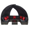 9 Piece Patio Lounge Set with Canopy Poly Rattan Anthracite