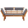 2-in-1 Patio Daybed with Cushion 74.8" Solid Acacia Wood