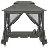 Outdoor Convertible Swing Bench with Canopy Anthracite 86.6"x63"x94.5" Steel