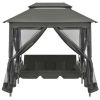 Outdoor Convertible Swing Bench with Canopy Anthracite 86.6"x63"x94.5" Steel
