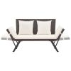 Patio Bench with Cushions 69.3" Brown Poly Rattan