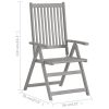 Patio Reclining Chairs with Cushions 8 pcs Gray Acacia Wood