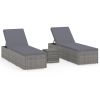 3 Piece Patio Sun Loungers with Tea Table Poly Rattan Gray
