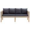 2-Seater Patio Sofa with Cushions Poly Rattan Beige