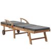 Sun Loungers with Cushions 2 pcs Solid Teak Wood Dark Gray