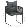 Patio Chairs 6 pcs with Pillows Poly Rattan Black