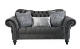 Gaura Loveseat w/3 Pillows in Dark Gray Velvet 53091