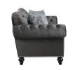 Gaura Loveseat w/3 Pillows in Dark Gray Velvet 53091
