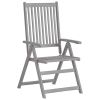 5 Piece Patio Dining Set Solid Acacia Wood Gray
