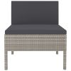 Patio Chairs 3 pcs with Cushions Poly Rattan Gray