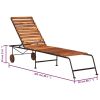 Sun Lounger with Steel Legs Solid Wood Acacia