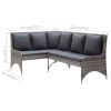 Patio Corner Sofas 2 pcs Poly Rattan Gray