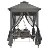 Outdoor Convertible Swing Bench with Canopy Anthracite 86.6"x63"x94.5" Steel