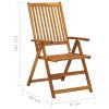 Folding Patio Chairs 8 pcs Solid Acacia Wood