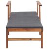 Sun Lounger Poly Rattan and Solid Acacia Wood Black