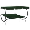 Patio Lounge Bed with Canopy and Pillows Green