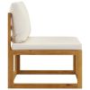 2 Piece Sofa Set with Cream White Cushions Solid Acacia Wood