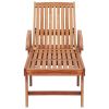 Sun Lounger with Taupe Cushion Solid Teak Wood