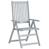 Patio Reclining Chairs 3 pcs Gray Solid Acacia Wood