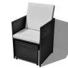 11 Piece Patio Dining Set Poly Rattan and Acacia Wood Black
