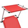Folding Sun Lounger with Roof Aluminum and Textilene Red