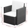 Patio Chair with Cushions and Pillows Poly Rattan Black