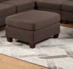 Living Room Furniture Ottoman Black Coffee Linen Like Fabric 1pc Cushion Ottoman Wooden Legs