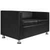 Sofa Set Armchair and 2-Seater Black Faux Leather