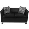Sofa Set Armchair and 2-Seater Black Faux Leather
