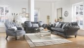 Gaura Loveseat w/3 Pillows in Dark Gray Velvet 53091