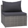 4 Piece Patio Sofa Set with Cushions Gray Poly Rattan