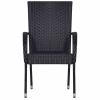 Stackable Patio Chairs 2 pcs Poly Rattan Black