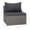 4 Piece Patio Sofa Set with Cushions Gray Poly Rattan