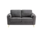 Contemporary 1pc Loveseat Dark Gray with Gold Metal Legs Plywood Pocket Springs and Foam Casual Living Room Furniture
