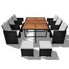 11 Piece Patio Dining Set Poly Rattan and Acacia Wood Black
