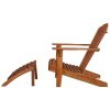 Patio Adirondack Chair with Footrest Solid Acacia Wood