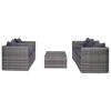 6 Piece Patio Sofa Set with Cushions & Pillows Poly Rattan Gray