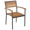 7 Piece Patio Dining Set Solid Acacia Wood and Steel