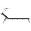 Folding Sun Lounger with Roof Aluminum and Textilene Black
