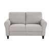 Modern Transitional Sand Hued Textured Fabric Upholstered 1pc Loveseat Attached Cushion Living Room Furniture