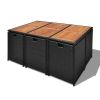 11 Piece Patio Dining Set Poly Rattan and Acacia Wood Black