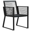 9 Piece Patio Dining Set PVC Rattan Black