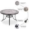 [Only for Pickup] Single Sale Outdoor Dining Table Contemporary Round a Tile-Top Design with Heavy-Duty Frames 46''